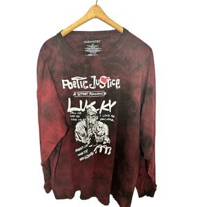 Men’s Chemistry Red Tie Dye Graphic Long Sleeve Shirt Tupac